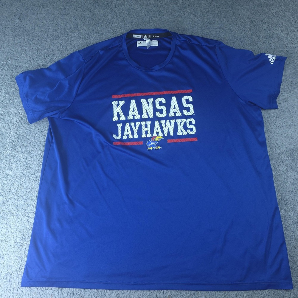 Kansas Jayhawks Shirt Mens 3XL Blue NCAA Basketball Adidas Team Issued Tee